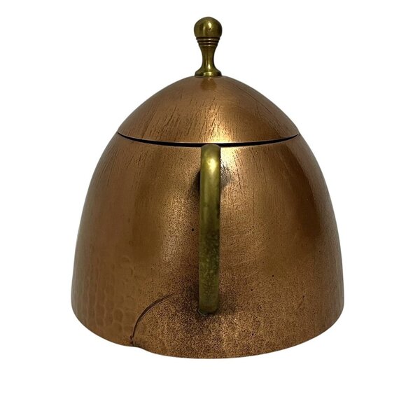 Vtg MCM O.H. Lagerstedt Swedish Hammered Copper Brass Covered Sugar Bowl - Picture 4 of 10